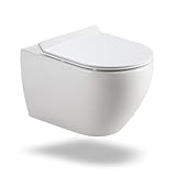 Hänge WC Toilette Komplettset aus Keramik - Wand WC mit WC Sitz mit Absenkautomatik -...