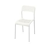 IKEA Stapelstuhl 'ADDE' Stuhl aus Kunststoff mit Stahlgestell - STAPELBAR (weiß)