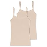 Schiesser Damen 2 Pack Spaghettitop Unterhemd - Modal Essentials Unterwäsche, Sand, 42 EU