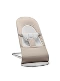 BabyBjörn Babywippe Balance Soft, Hellgrauer Rahmen, Baumwolle/Jersey, Beige/Grau