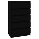 vidaXL Schubladenschrank Schwarz 60x36x103 cm Holzwerkstoff