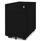 Ergotopia® Rollcontainer schwarz - abschließbarer Bürocontainer für Schreibtisch...