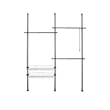 WENKO Teleskop-System Herkules Duo, verstellbares Ordnungssystem, 3 Kleiderstangen/2...