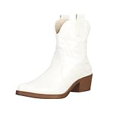 Elara Damen Stiefeletten Cowboy Boots Chunkyrayan 301-A31P White PU-39