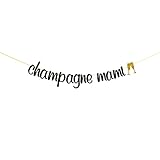 Champagner Mami Banner, Drake Bunting Schild, Schwarz Glitzer Party Dekorationen