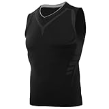 AMZSPORT Herren Kompressions-Tanktop Ärmellos Funktionsshirts Baselayer Unterhemd Schwarz...