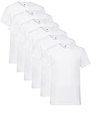 Fruit of the Loom Herren- V-Neck T-Shirt M L XL XXL 3XL 4XL 5XL auch Farbsets, Weiss(6...