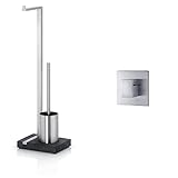 blomus -MENOTO- Stand WC-Garnitur aus mattiertem Edelstahl, freistehender Toilettenbutler...