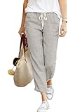 Cegerne Damen Leinenhose Lang Leicht Sommerhose Loose Fit Casual Stoffhose mit...