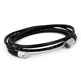 Simaru Wickelarmband mit Bajonettverschluss 6mm für Damen & Herren, Lederarmband glatt &...