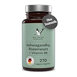 Ashwagandha Kapseln - mit Rosenwurz & Vitamin B6-270 vegane Kapseln für 3 Monate -...