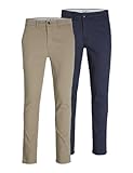 JACK & JONES Herren Jpstmarco Jjdave 2pk Mp Noos Trousers, Beige, 36W / 32L EU