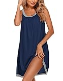 Ekouaer Damen Nachthemd Sommer Sleepshirt Ärmellos Schlafshirt Kurz Nachtwäsche Breite...