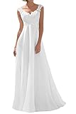 Romantic-Fashion Brautkleid Hochzeitskleid Weiß Modell W191 A-Linie Stickerei Chiffon DE...