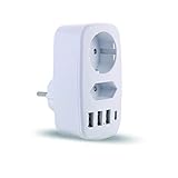 Firlarm - Adapter Steckdose mit USB, 5V / 3.0A Steckdose, 4000W (16A)...