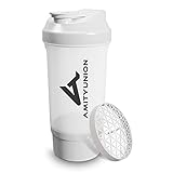 Eiweiß Shaker FYRA 700ml - BPA frei mit Container & Pulverfach, Protein Shaker...