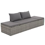 vidaXL Sonnenliege Poly Rattan Grau Gartenliege Liegestuhl Relaxliege Liege