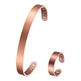 Kupferarmband und Ring für Damen und Herren, 99,9 % reines Kupfer, Armreif, 17,3 cm,...