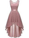 Berylove Damen Elegant Abendkleid Vokuhila Cocktailkleid Brautjungfer Kleid Spitzenkleid...