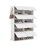 Mondeer Schuhregal, 8-stufiger Kunststoff Schuhschrank, Modulares...