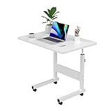 PIPIPOXER 60x40cm Laptoptisch mit Rollen, höhenverstellbarer 69-90cm, Schreibtisch...