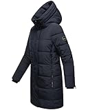 MARIKOO Damen Wintermantel Warmer Steppmantel lang mit Kapuze Karumikoo XVI Navy...