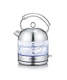 SEVERIN Retro Glas Wasserkocher, leistungsstarker und kompakter Wasserkocher im...