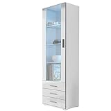 Vitrine mit Blauer LED Beleuchtung SOHO S1 Vitrinenschrank Standvitrine...