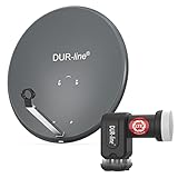 DUR-line MDA 60 Anthrazit - Digiatale 4 Teilnehmer Satellitenschüssel Komplett-Anlage mit...