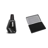 Trodat 7011 Stempelfarbe, 28 ml, schwarz & Imprint 9072M Stempelkissen Schwarz – Metall,...