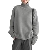 Damen Solid Rollkragen Kaschmir Strickpullover Winter Pullover Kaschmir...