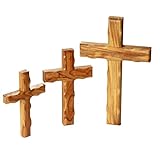 KASSIS Olivenholz Kreuz schlicht zum Aufhängen Wandkreuz Deko Geschenk zur...