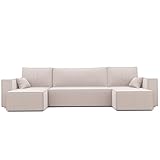 GREKPOL Ecksofa Paris U Cord Stoff Poso Couch Sofa mit Schlaffunktion und Bettkasten...