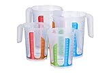 MiraHome Messbecher 4er Set bunt 2X 0,5 Liter 2X 1 Liter ml l Cups Gramm Zucker...