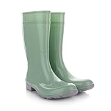 LEMIGO Damen Gummistiefel Wasserdicht Hohe Regenstiefel Gartenschuhe 967 Ilse (Minze, 40)