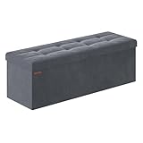 SONGMICS Sitzhocker mit Stauraum, klappbare Sitzbank, 38 x 110 x 38 cm Fußbank,...