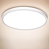 Deckenlampe LED Deckenleuchte Flach Rund - Weiß 18W 4000K 1600LM IP44 Modern Badezimmer...