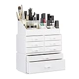 Relaxdays Make Up Organizer mit Schubladen, stapelbares Kosmetikregal f. Schmuck...