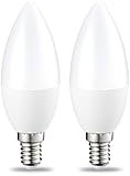 Amazon Basics E14 LED Weiß Lampe, Kerzenform, 2 Stück, 5W ersetzt 40W, dimmbar, klar