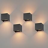 K-Bright 4 Pack 12W LED Wandleuchte Innen/Außen Wandlampe Auf und ab...