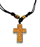 Christlich-orthodoxe Halskette mit Holzkreuz-Anhänger 7, zweiseitig