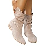 Minetom Stiefeletten Damen Klassisch Wildleder Halbstiefel Spitz Schlupfschuhe...