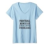 Damen Paintball The Answer To All Life's Problems T-Shirt mit V-Ausschnitt