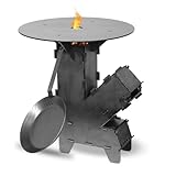 Czaja® Raketenofen inkl. Grillplatte und Eisen Bratpfanne Rocket Stove Stecksystem aus...