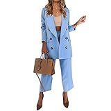 Yokbeer Hosenanzug Damen Festlich Elegant Business Anzug Set Hosenanzug Blazer...