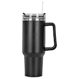 Glasbecher mit Deckel und Strohhalmen, 1,2 l, Becher mit Griff, Kaffee-Thermoskanne,...