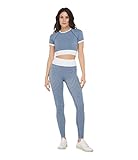 Heart And Soul Damen Sportanzug Vichy Sportliches Fitness-Set, Weiß/Messingblau, XS-S...