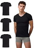 Burnell & Son Herren T-Shirt 3er Pack V-Ausschnitt Unterhemd Herren - Stretch -...