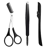 3Pcs Augenbrauen Set, Augenbrauenschere Trimmer Schere mit Kamm, Eyebrow Razor...