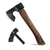 Meleg Otthon Axt Survival,36cm Axt Holz spalten,Handgeschmiedete Wikinger Axt mit Scheide...